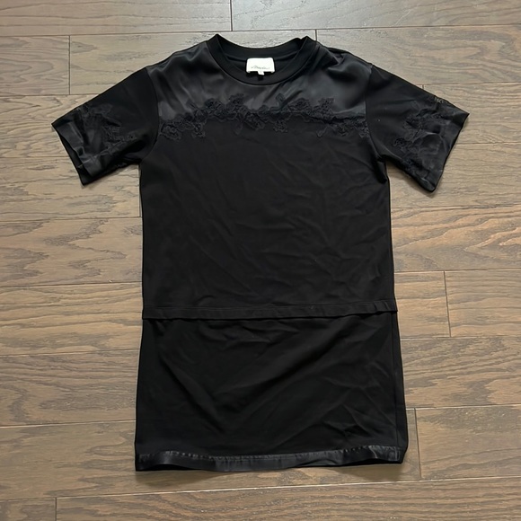 3.1 Phillip Liz Lace Insert Satin T Shirt Dress - Picture 1 of 6